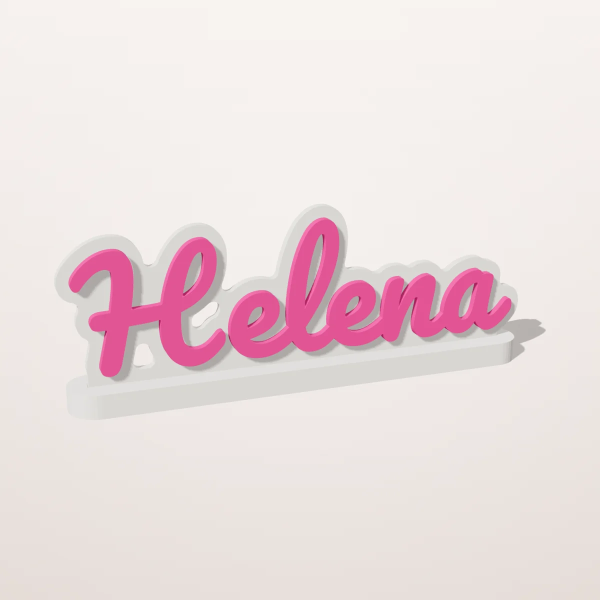 Nome 3D Helena em letras cursivas rosa sobre fundo branco, em pé na base